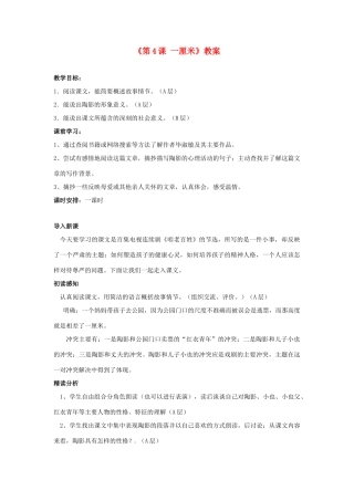 江苏省东台市唐洋镇中学九年级语文下册《第4课 一厘米》教案 苏教版