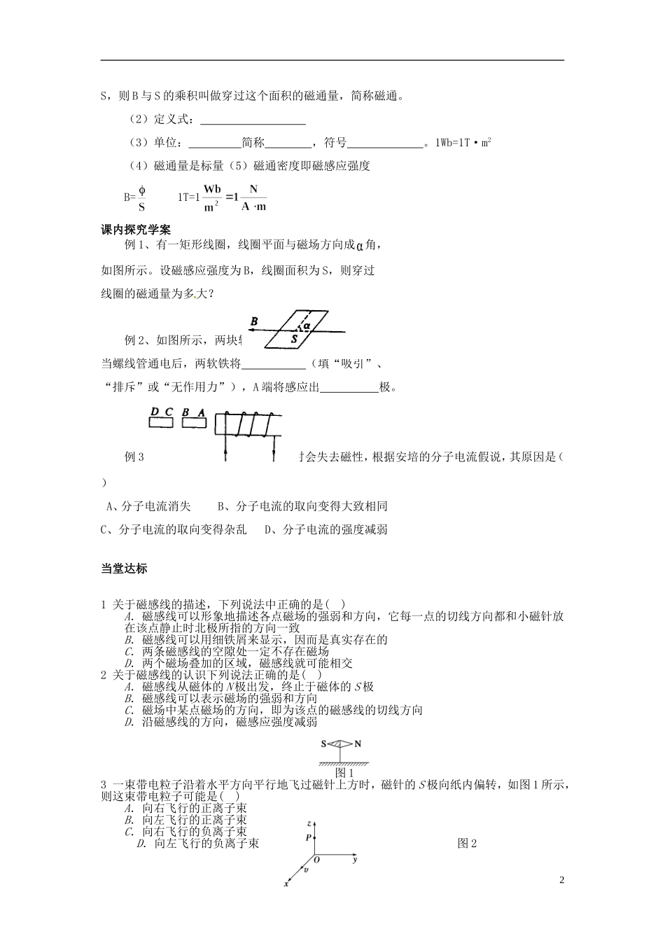 河北省唐山市开滦第二中学高中物理 3.3 几种常见的磁场导学案 新人教版选修3-1_第2页