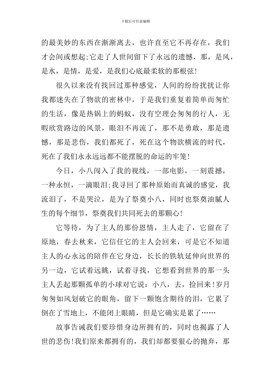 中学生忠犬八公的故事观后心得体会_第3页