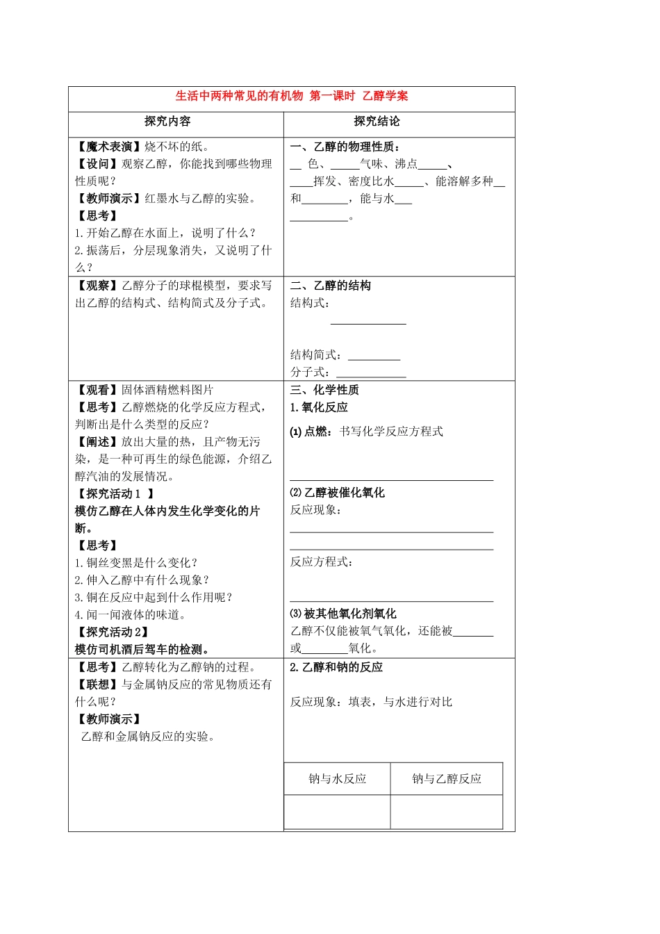 高一化学：3.3.1《乙醇》学案 新人教版_第1页