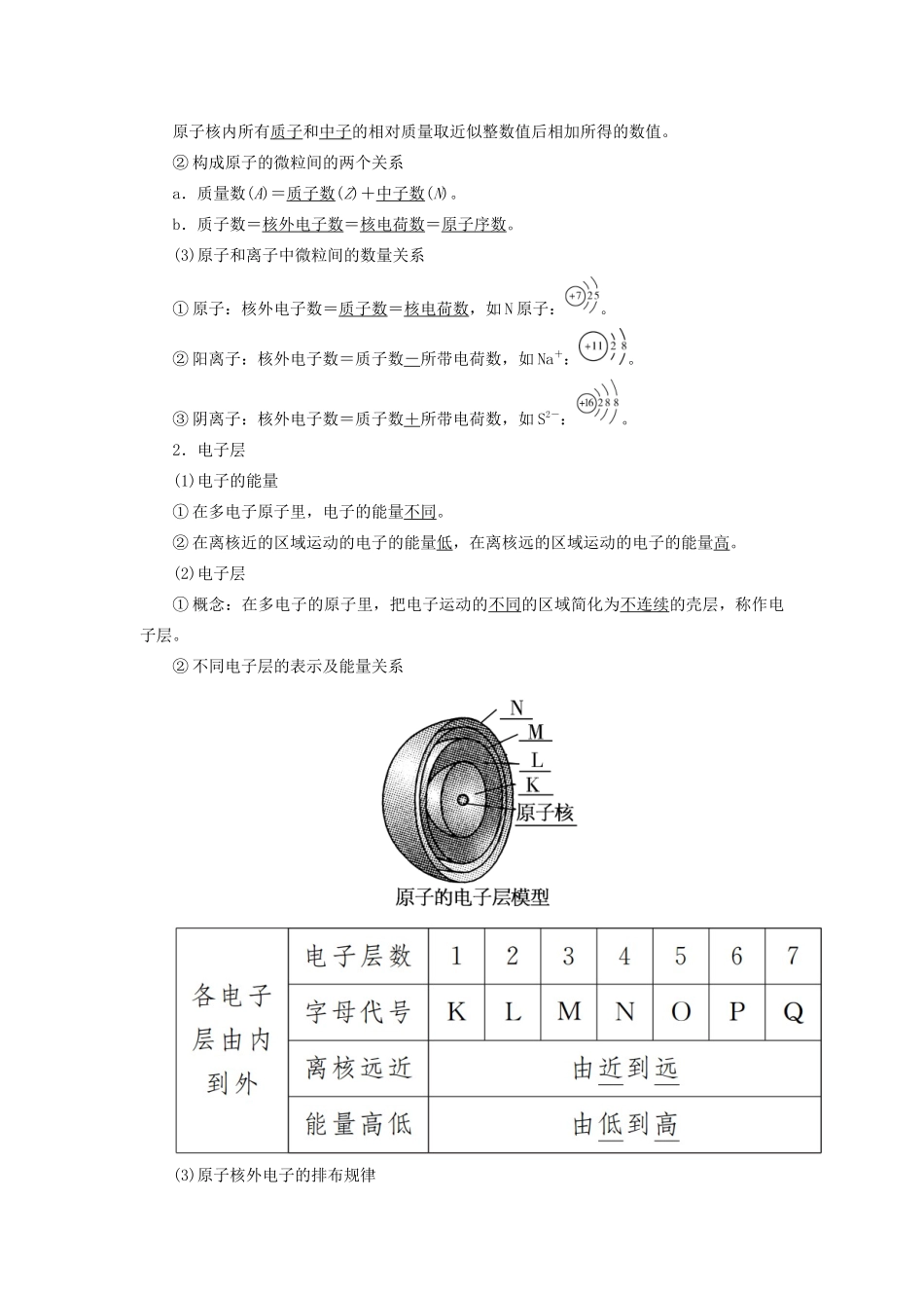 高中化学 第四章 物质结构 元素周期律 第一节 原子结构与元素周期表 第一课时 原子结构学案 新人教版必修第一册-新人教版高一第一册化学学案_第2页