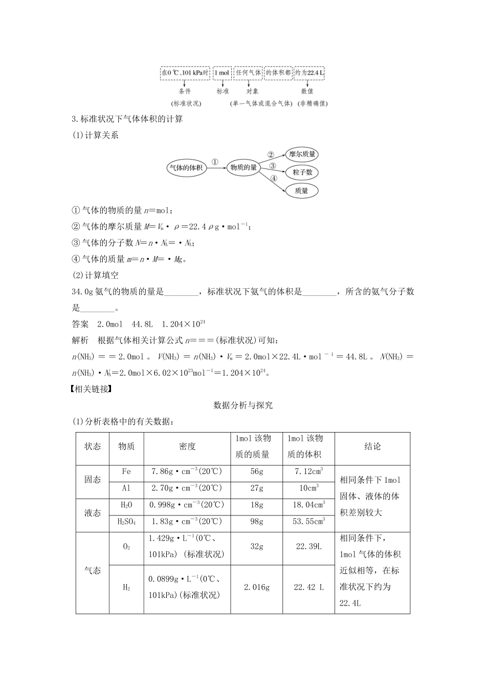 高中化学 第1章 认识化学科学 第3节 第2课时 气体摩尔体积学案 鲁科版必修1-鲁科版高中必修1化学学案_第2页