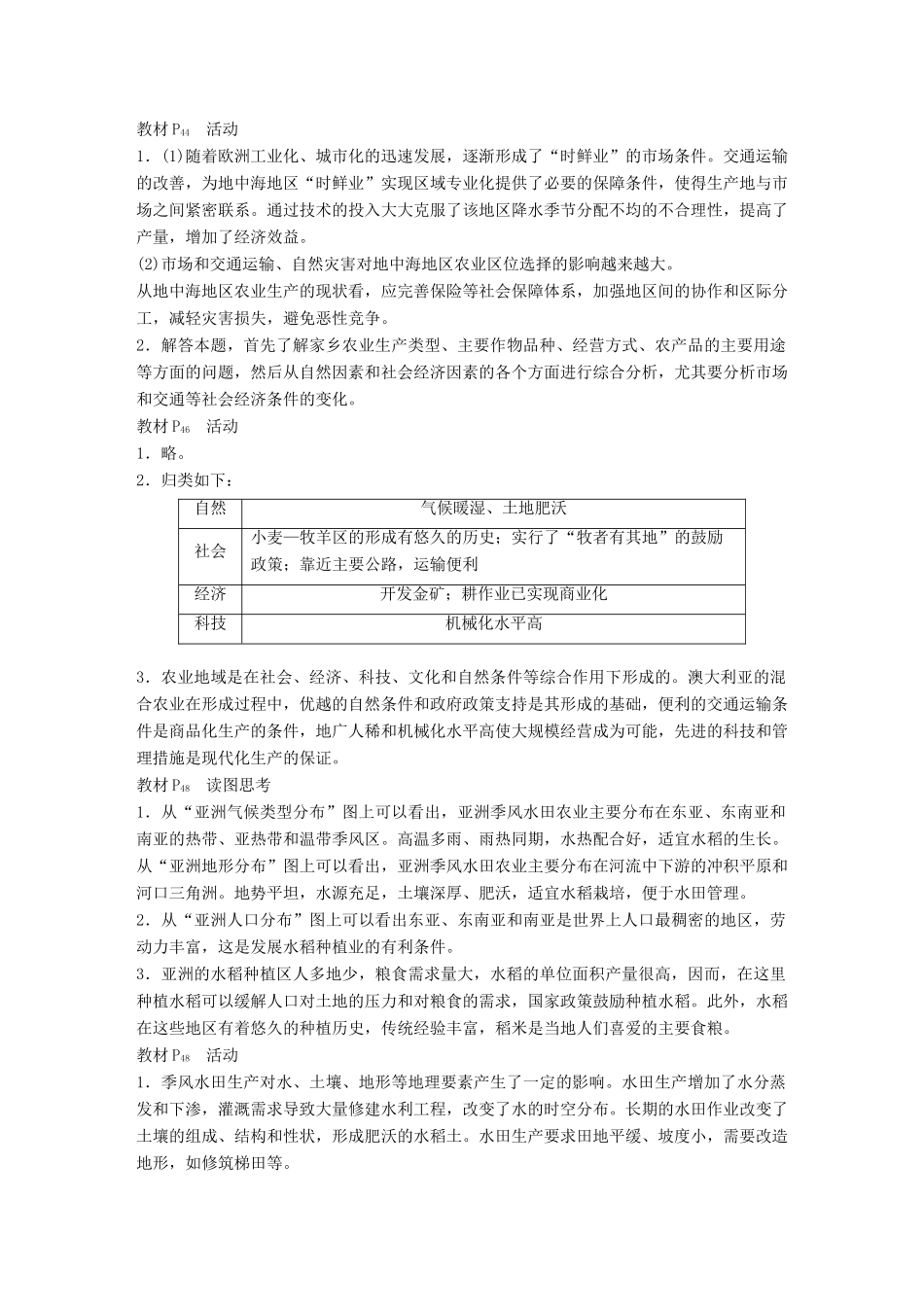 高中地理 第三章 农业地域的形成与发展本章归纳整合学案 新人教版必修2-新人教版高一必修2地理学案_第2页