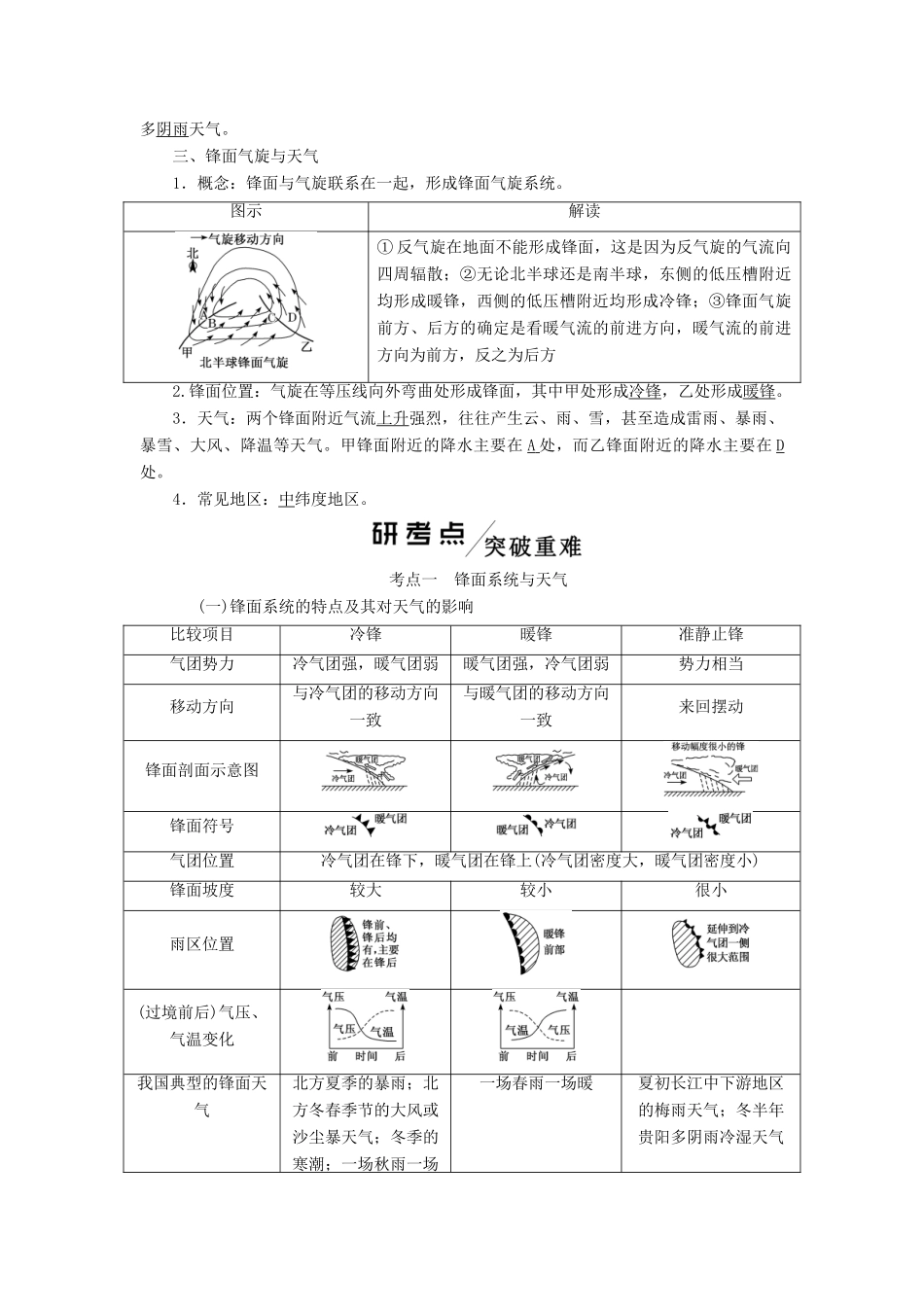 高考地理一轮复习 模块一 第二单元 从地球圈层看地理环境 第四讲 常见天气系统学案（含解析）鲁教版-鲁教版高三全册地理学案_第3页