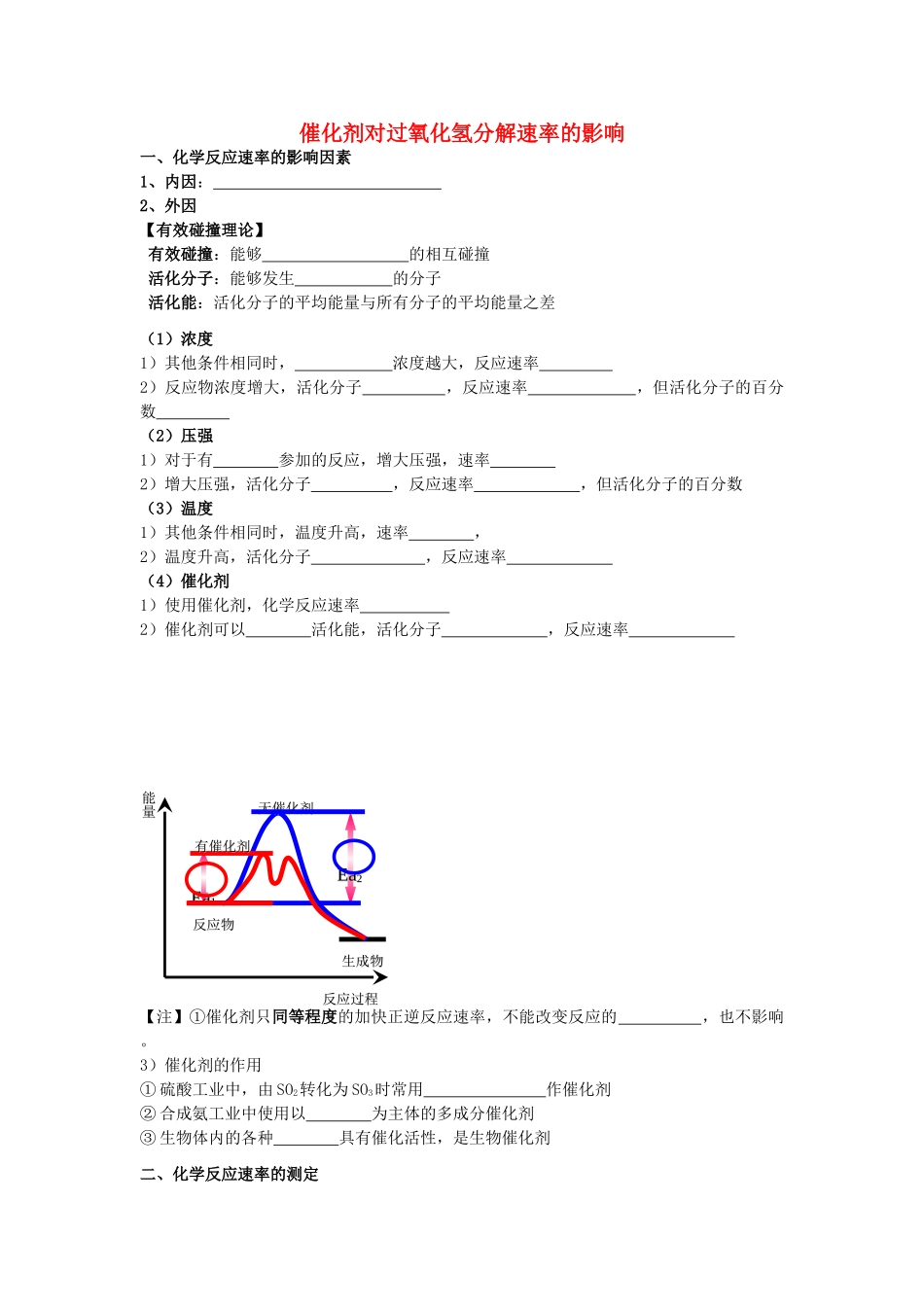 高考化学 实验化学催化剂对过氧化氢分解速率的影响学案 苏教版修6_第1页