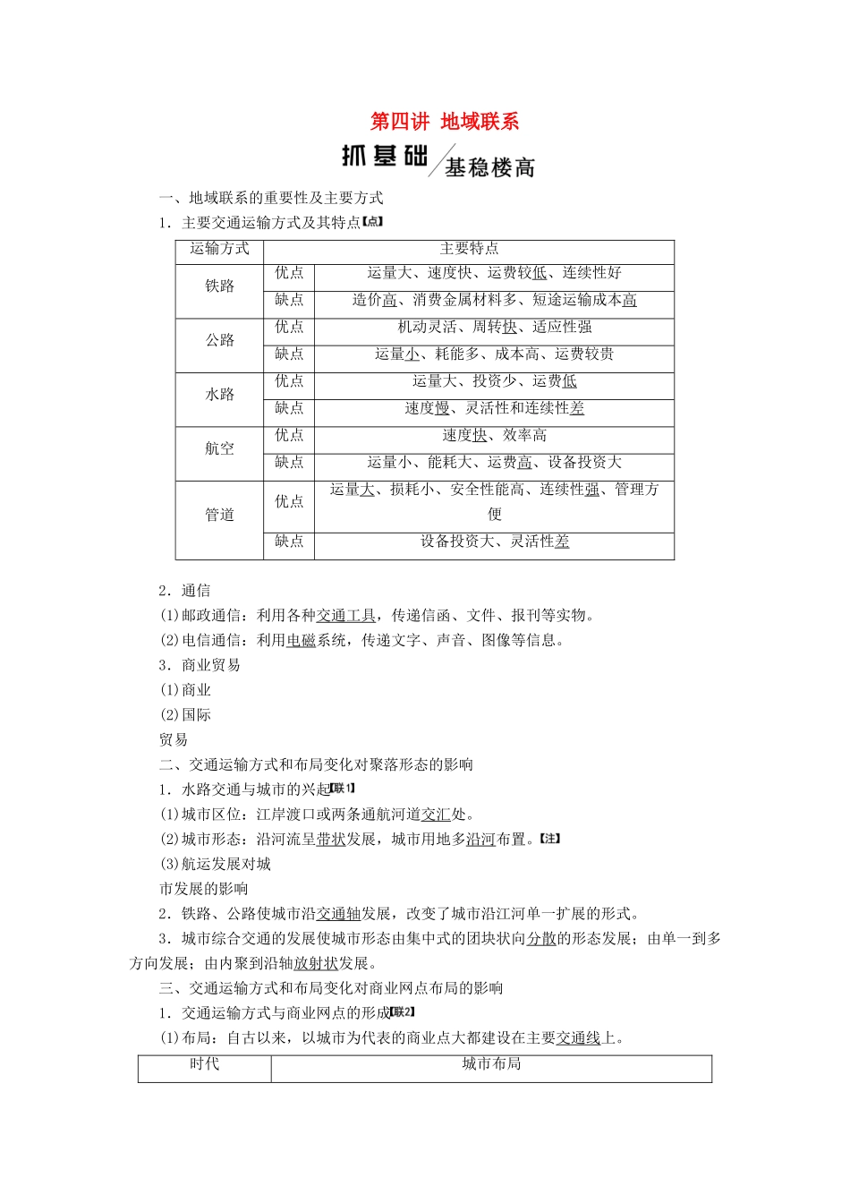 高考地理一轮复习 模块二 第三章 生产活动与地域联系 第四讲 地域联系学案（含解析）中图版-中图版高三全册地理学案_第1页
