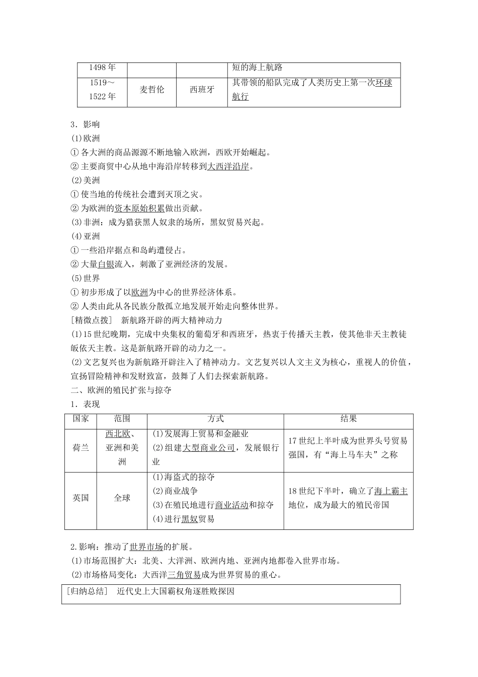 高考历史大一轮复习 第七单元 工业文明的崛起 第20讲 新航路的开辟与早期殖民扩张学案 岳麓版必修2-岳麓版高三必修2历史学案_第2页