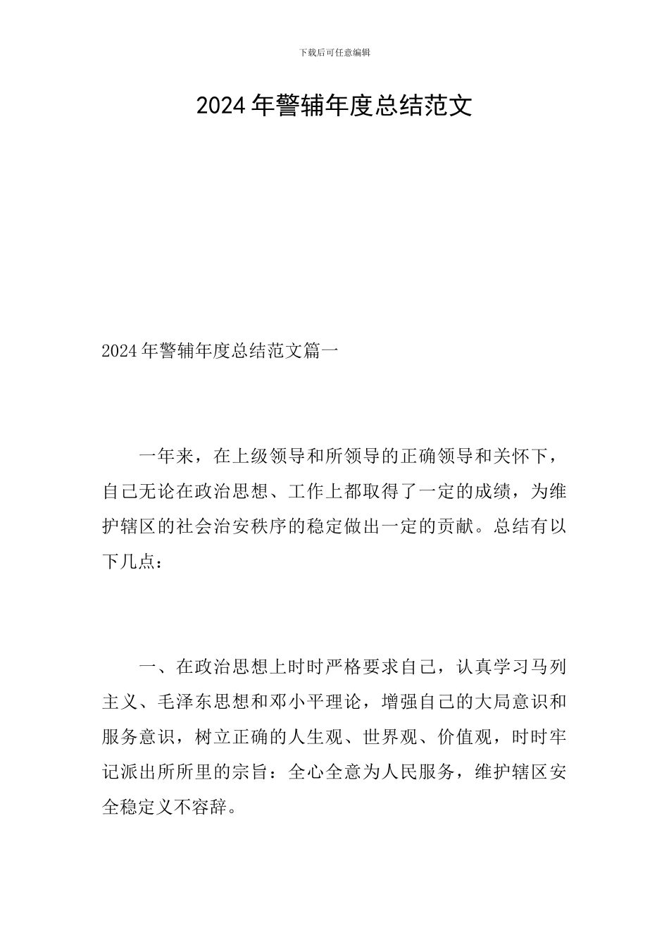 2024年警辅年度总结范文_第1页