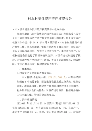 ××村清产核资报告优选