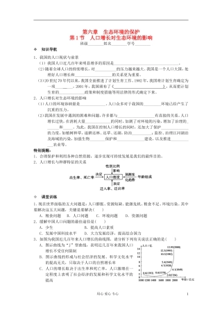 河北省唐山市高中生物 第6章 第1节 人口增长对生态环境的影响学案 新人教版必修3