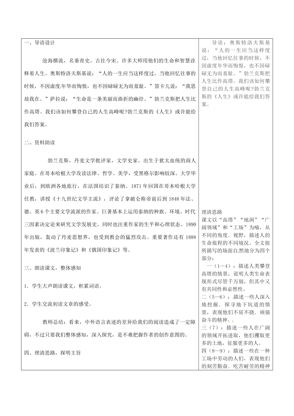 浙江省温岭市东浦中学八年级语文下册《人生》教案 新人教版_第2页