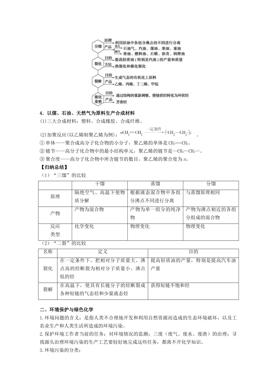 高中化学 第4章 第2节 资源综合利用环境保护学案 新人教版必修2-新人教版高一必修2化学学案_第2页