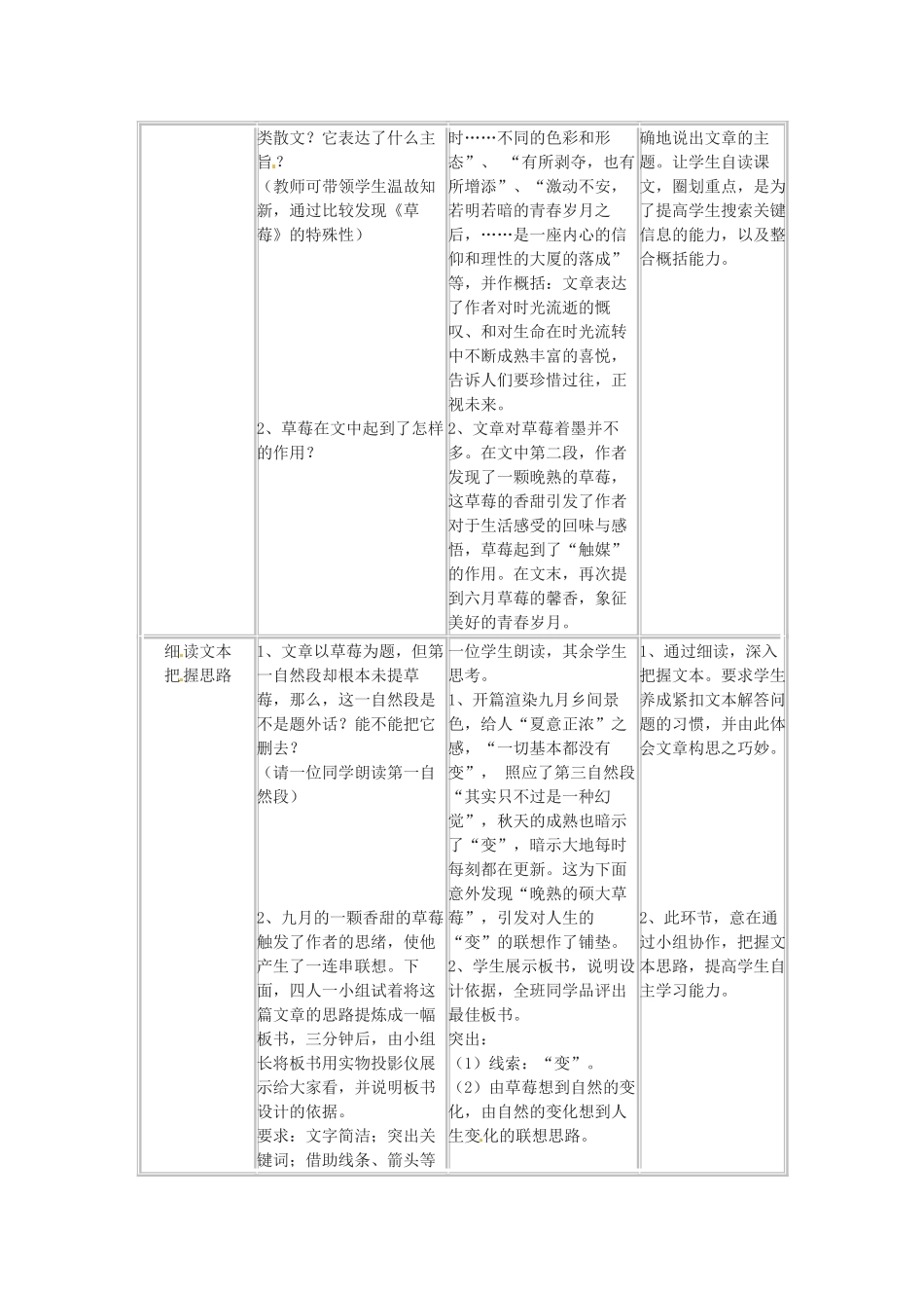 九年级语文上册第一单元4《草莓》教案语文版_第2页