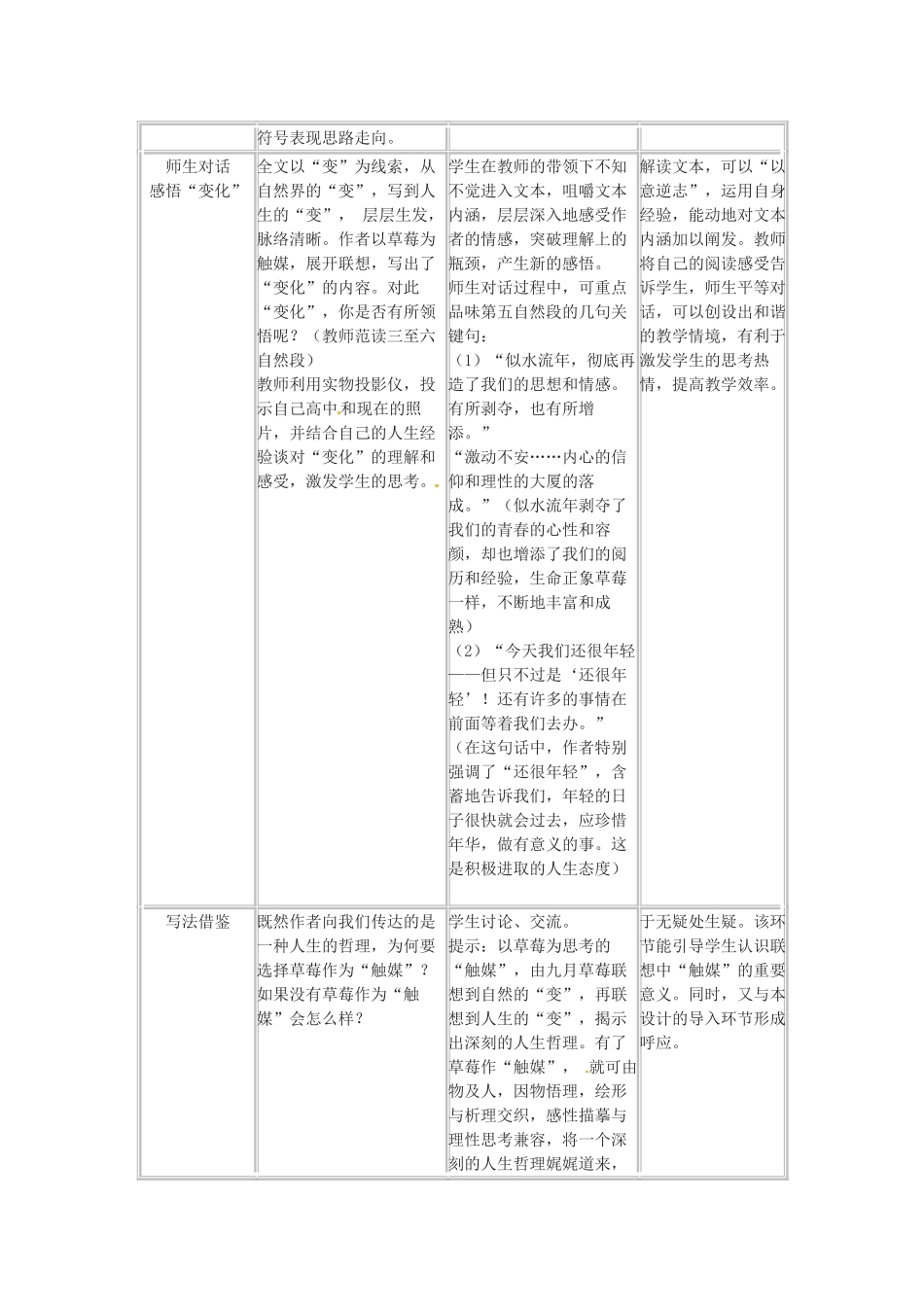 九年级语文上册第一单元4《草莓》教案语文版_第3页