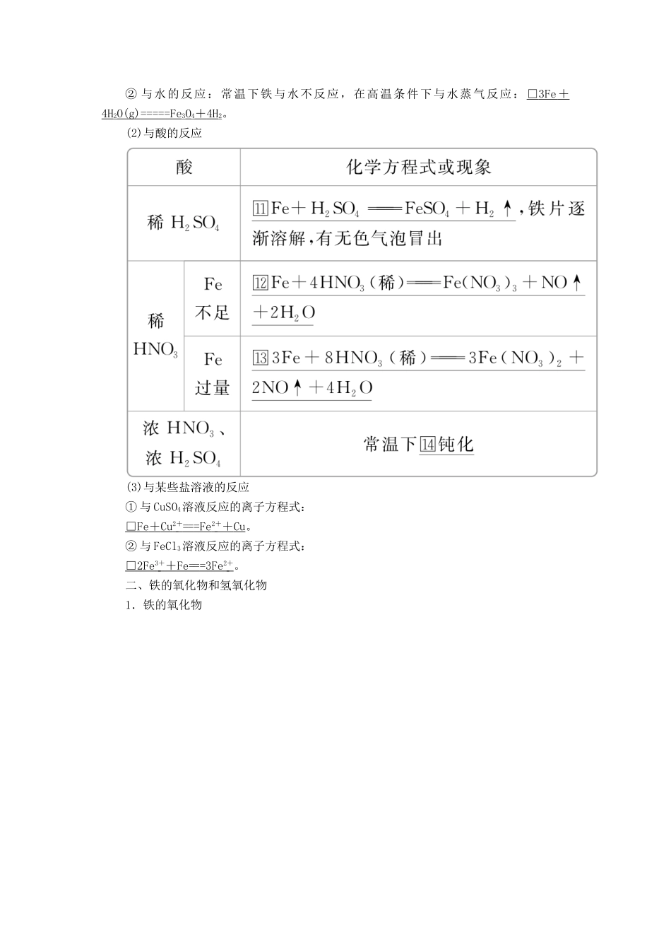 高考化学一轮总复习 第三章 第11讲 铁及其重要化合物学案（含解析）-人教版高三全册化学学案_第2页