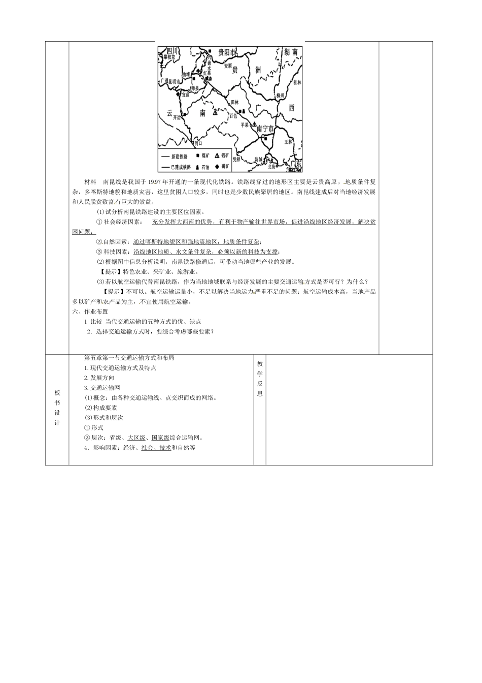 高中地理 5.1交通运输方式和布局导学案 新人教版必修2-新人教版高一必修2地理学案_第2页