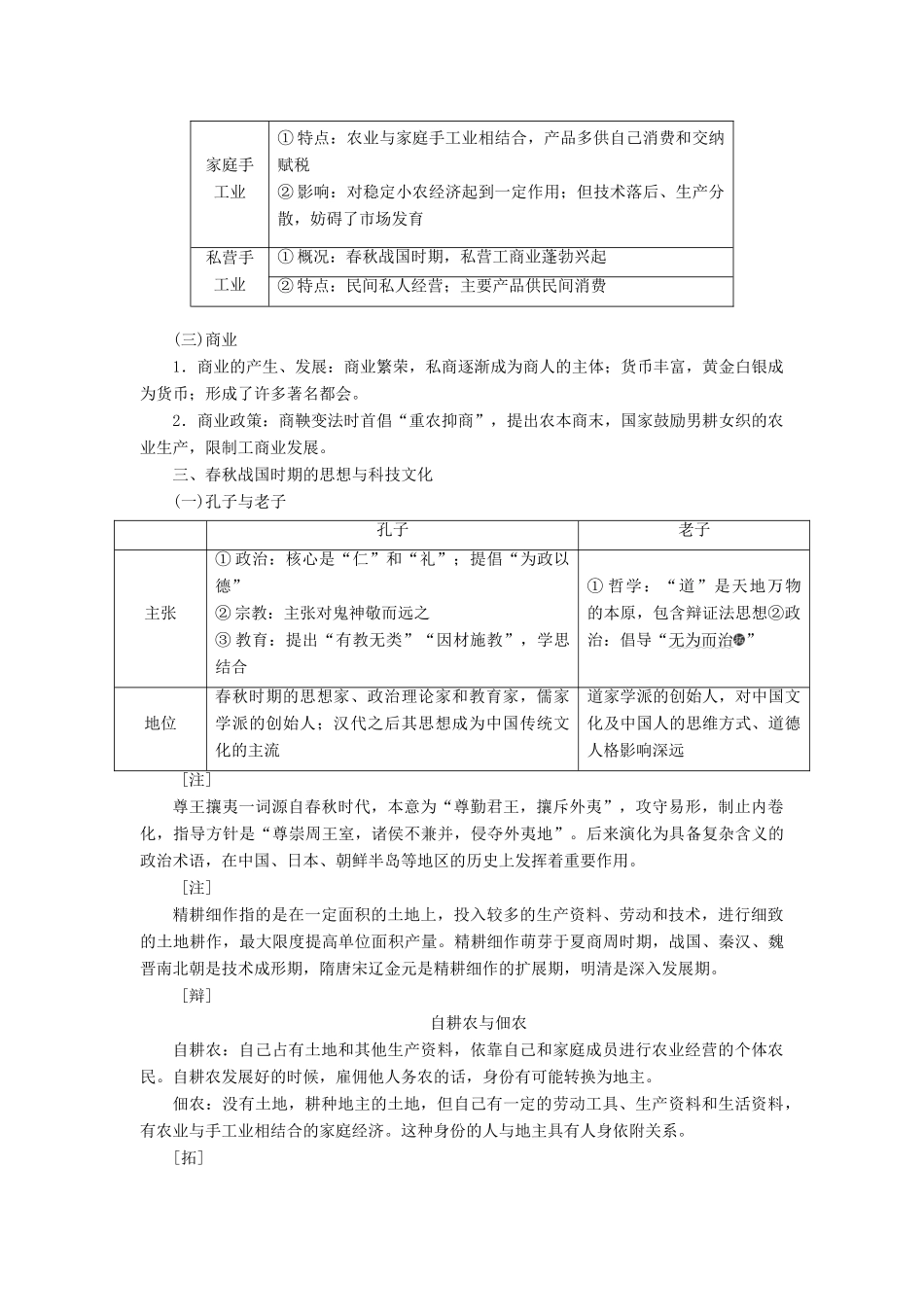 高考历史一轮复习 第一单元 早期的中华文明与春秋战国时期的社会变革 第2讲 春秋战国时期的社会变革学案（含解析）-人教版高三全册历史学案_第2页