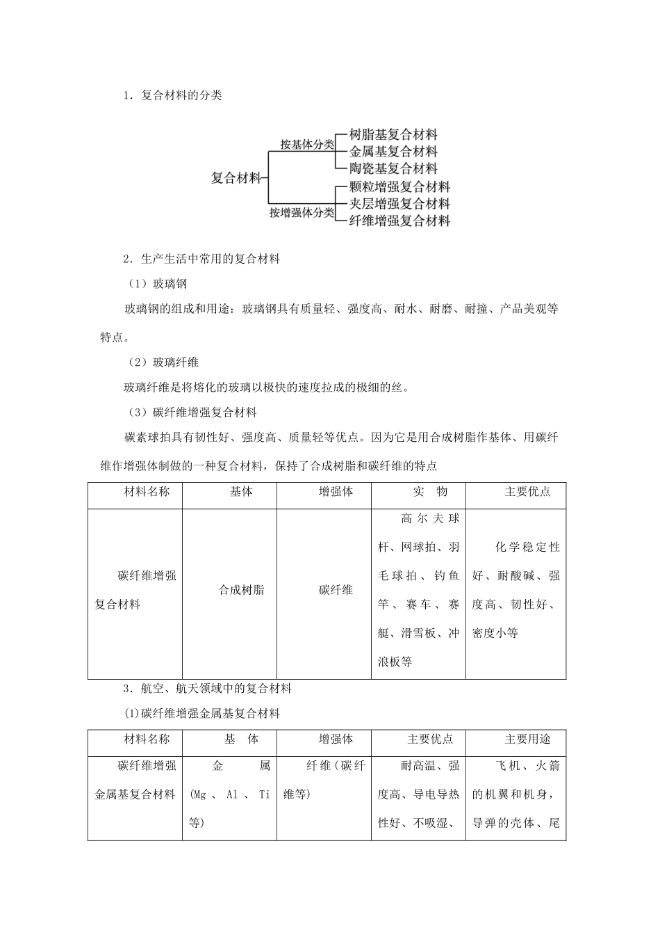 高中化学 第四章 元素与材料世界 第3节 复合材料学案（2）鲁科版必修1-鲁科版高一必修1化学学案_第2页