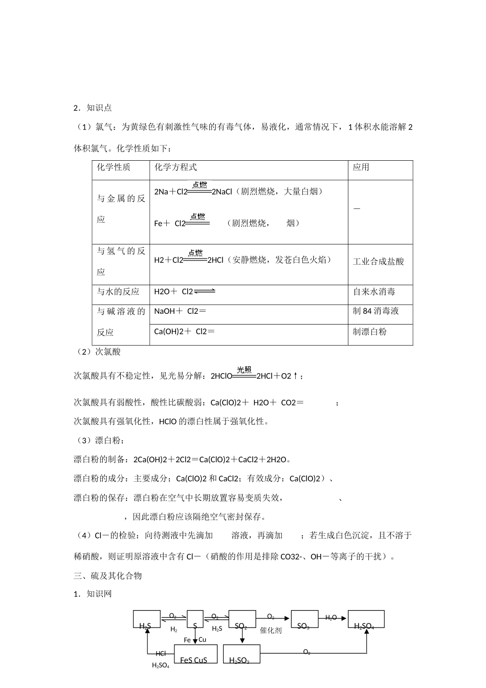 高中化学：非金属及其化合物学案2鲁科版高一_第2页
