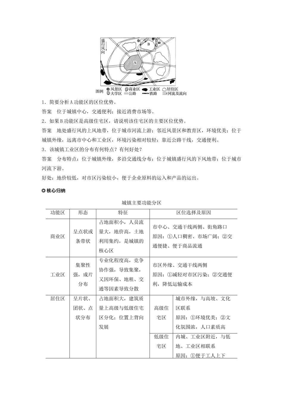 高中地理 第2单元 乡村与城镇 第一节 城乡内部空间结构学案 鲁教版必修第二册-鲁教版高一第二册地理学案_第3页