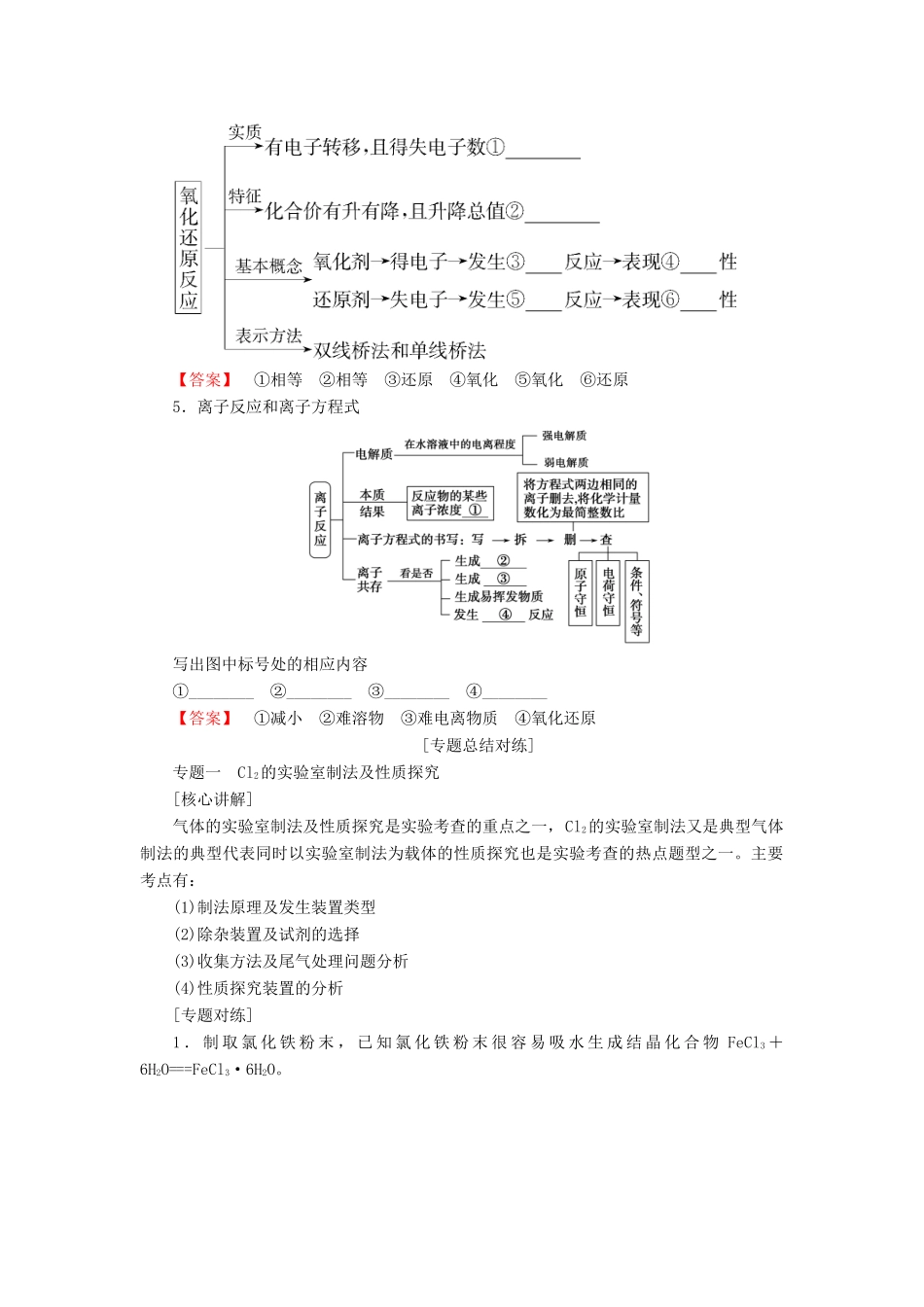 高中化学 专题2 从海水中获得的化学物质专题小结与测评学案 苏教版必修1-苏教版高一必修1化学学案_第3页