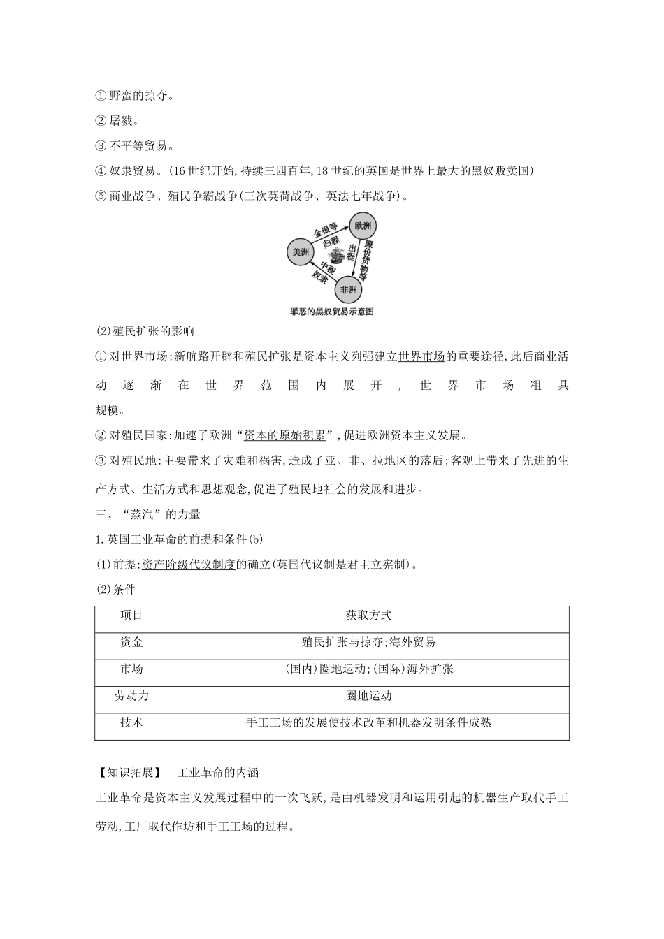 高考历史一轮复习 专题九 走向世界的资本主义市场和当今世界经济的全球化趋势 考点1 走向世界的资本主义市场导学案 人民版-人民版高三全册历史学案_第3页