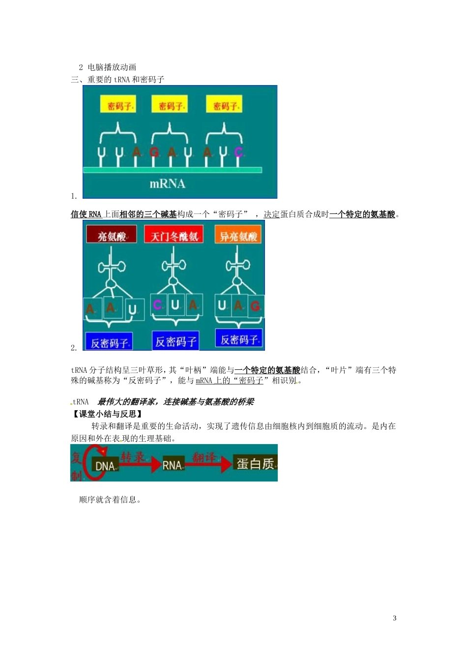 河北省唐山市开滦第二中学高中生物 4. 1基因指导蛋白质的合成（第1课时）导学案 新人教版必修2_第3页