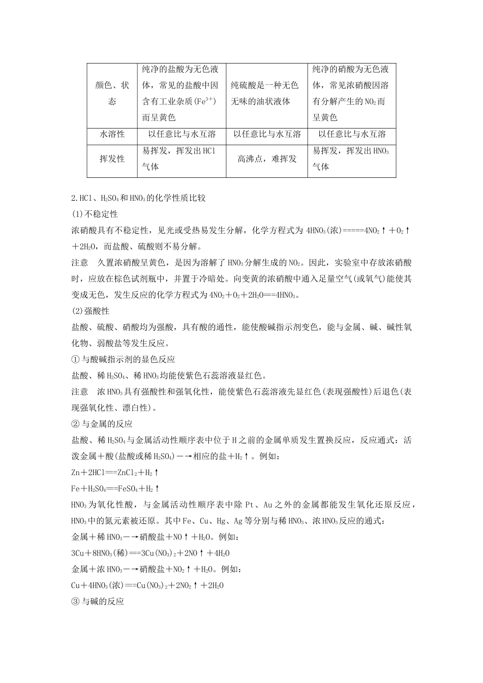 高考化学一轮复习 第4章 非金属及其化合物 章末总结 几种重要的物质性质比较学案-人教版高三全册化学学案_第3页