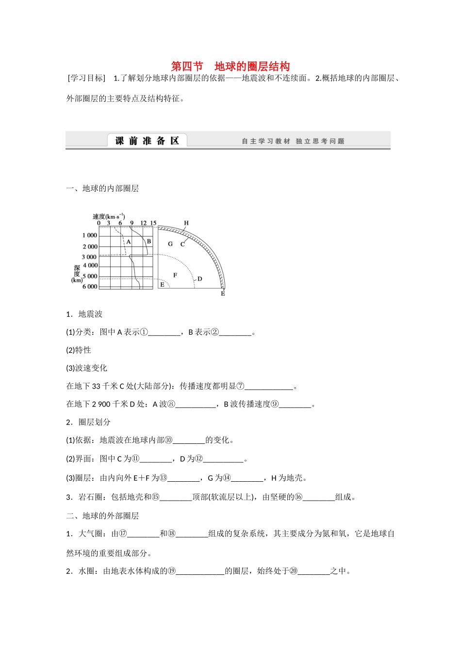 高中地理 1.4《地球的圈层结构》导学案 新人教版必修1-新人教版高一必修1地理学案_第1页