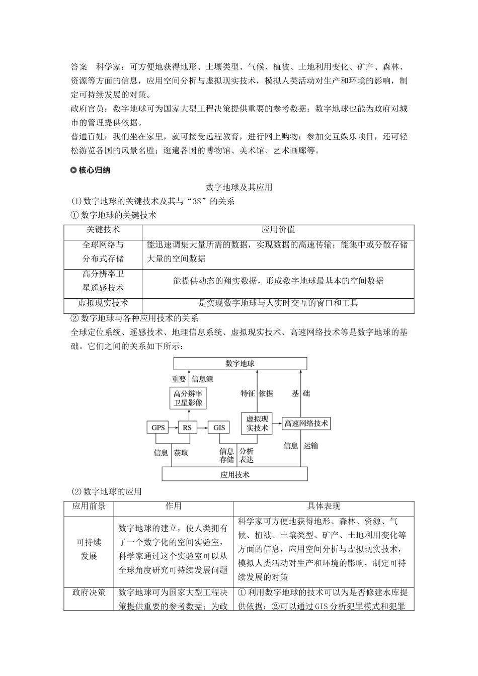 高中地理 第三章 地理信息技术的应用 第四节 数字地球学案 湘教版必修3-湘教版高一必修3地理学案_第3页
