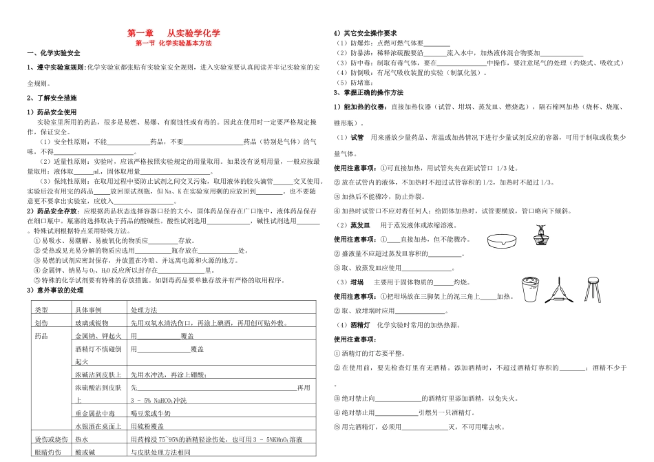 高中化学 实验基本方法学案 新人教版必修1_第1页