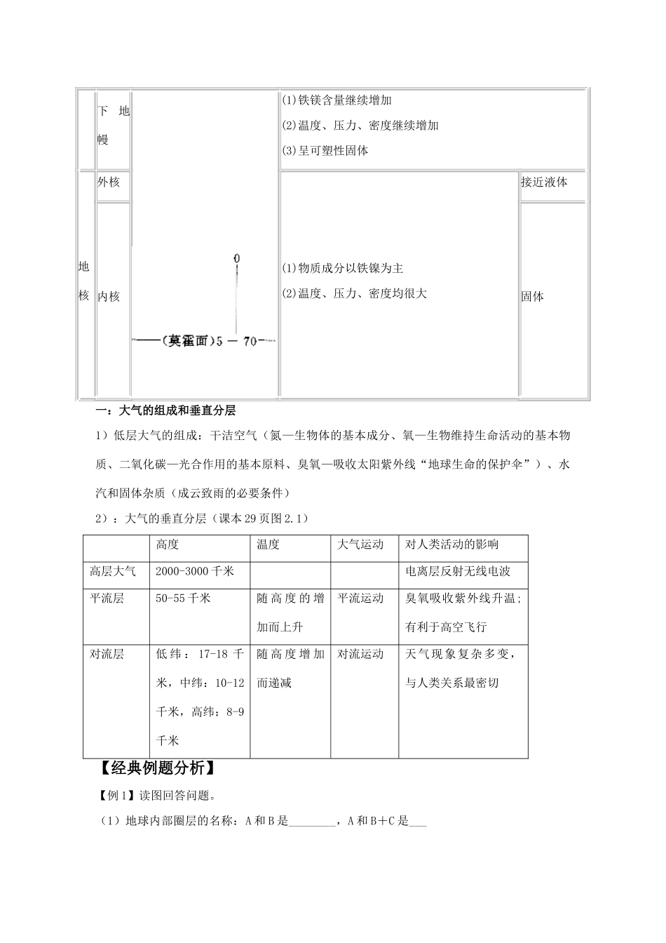 高一地理 1.4《地球的圈层结构》教学案 中图版必修1_第2页