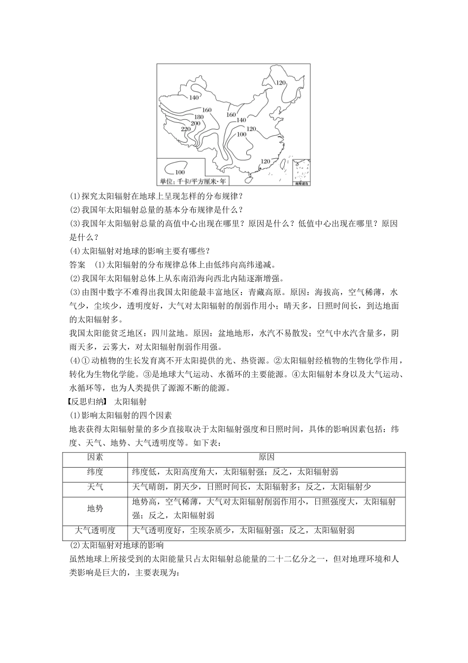 高中地理 第一章 第二节 太阳对地球的影响导学案 中图版必修1-中图版高一必修1地理学案_第2页