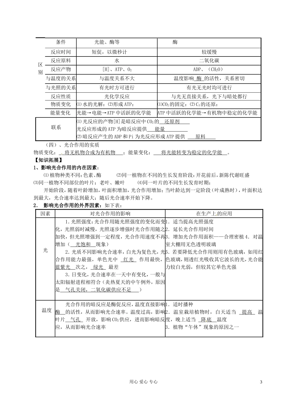 湖南省隆回县万和实验学校高中生物《能量之源》学案 新人教版必修1_第3页