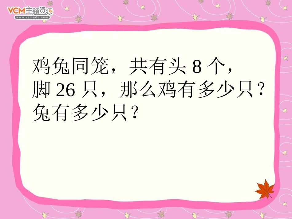 小学数学2011版本小学四年级四年级数学下册第九章-鸡兔同笼-课件_第2页