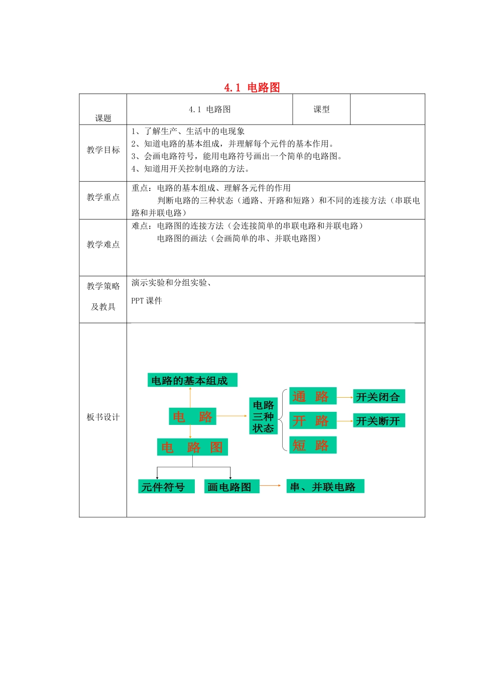 浙江省温州市龙湾区实验中学八年级科学上册 4.1 电路图（第2课时）教案 浙教版_第1页