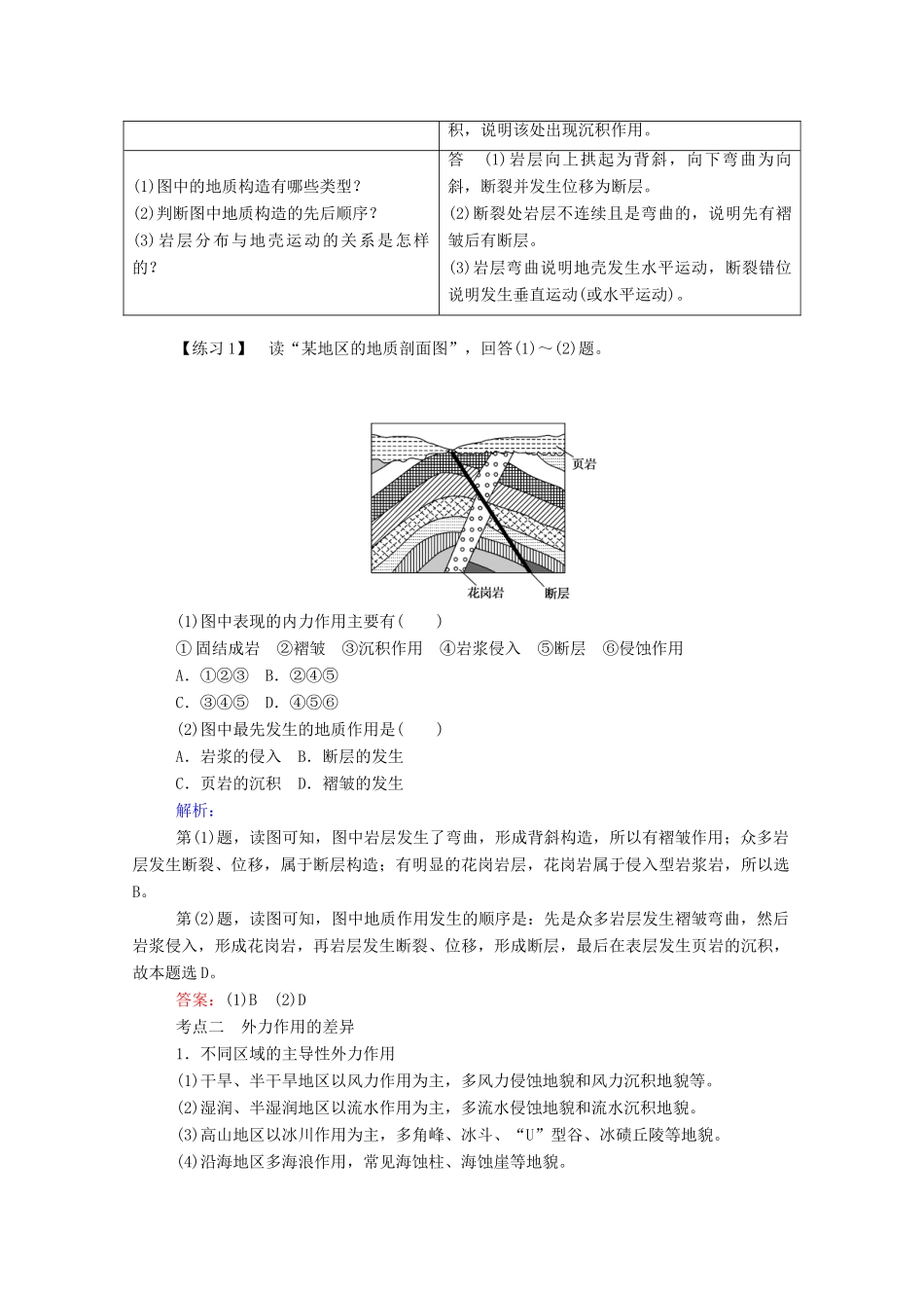 高中地理 第四章 地表形态的塑造章末整合学案（含解析）新人教版必修1-新人教版高一必修1地理学案_第2页