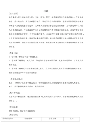 苏科版九年级物理核能教案2