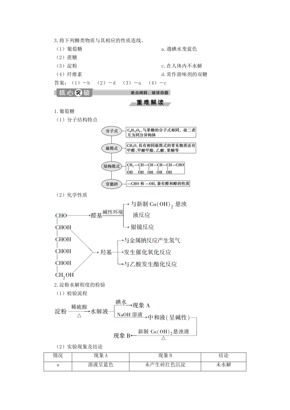 高中化学 专题3 有机化合物的获得与应用 第二单元 食品中的有机化合物 第4课时 糖类学案 苏教版必修2-苏教版高一必修2化学学案_第3页