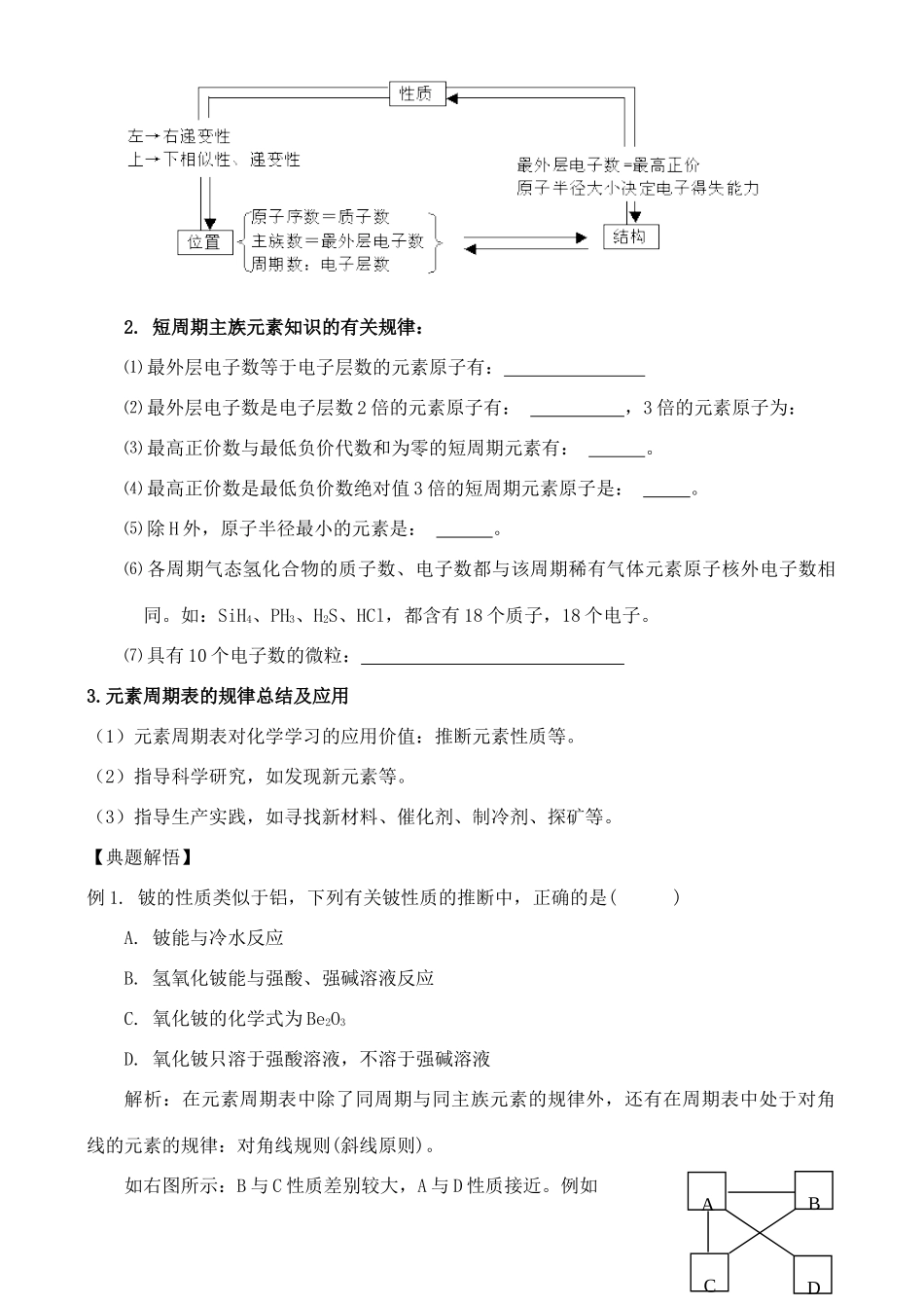 高中化学 1.3.3元素周期表的应用学案 鲁教版必修2_第2页