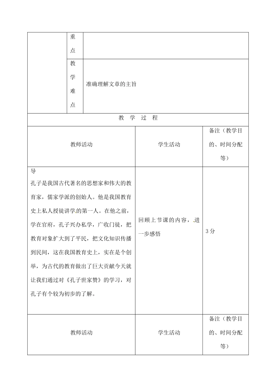 吉林省四平市第十七中学九年级语文上册《孔子世家赞2》教学设计 长春版 _第2页