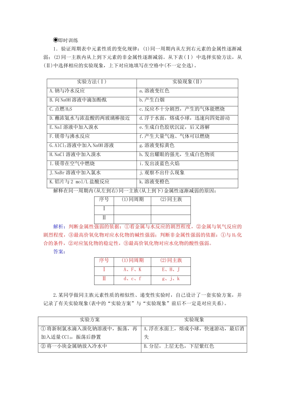 高中化学 第1章 原子结构与元素周期律 章末系统总结学案 鲁科版必修2-鲁科版高中必修2化学学案_第2页