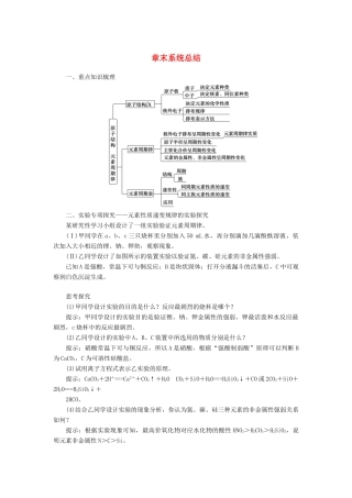 高中化学 第1章 原子结构与元素周期律 章末系统总结学案 鲁科版必修2-鲁科版高中必修2化学学案