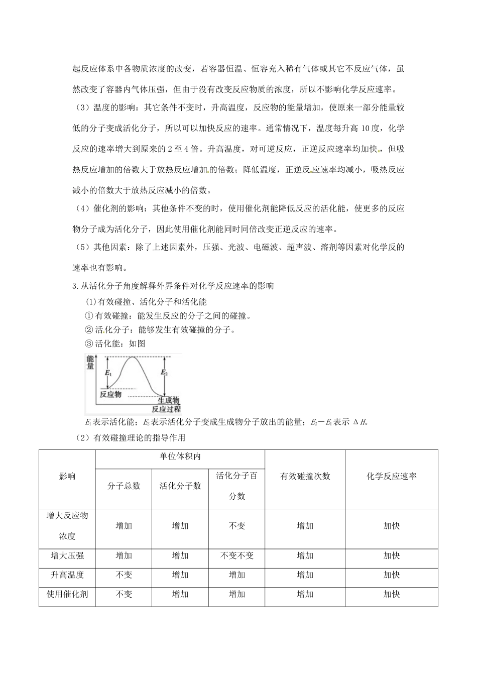 高中化学 化学反应速率及其影响因素知识要点复习学案  新人教版选修4-新人教版高二选修4化学学案_第2页