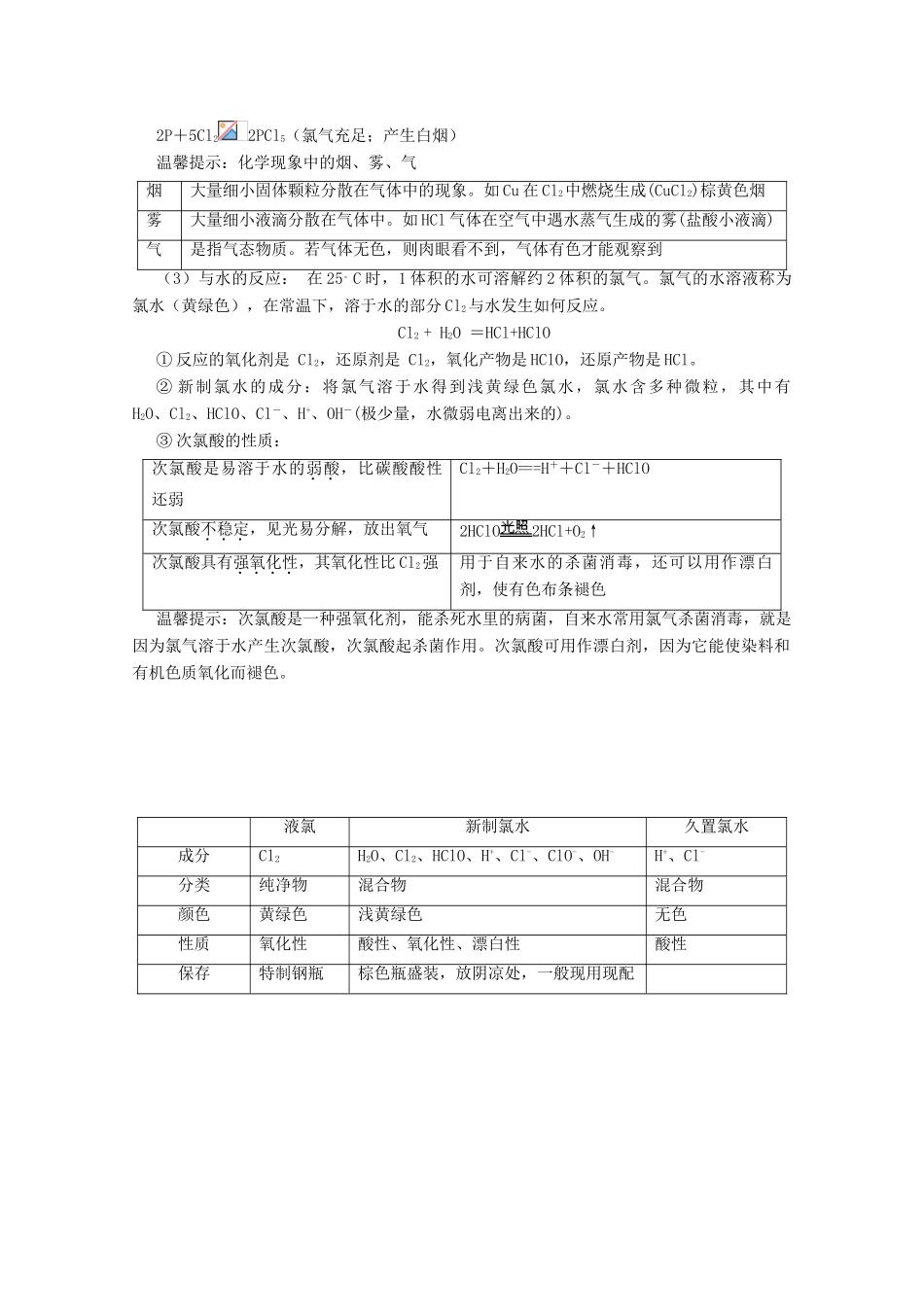 高中化学 第四章 第二节 富集在海水中的元素—氯（第1课时）学案 新人教版必修1-新人教版高一必修1化学学案_第2页