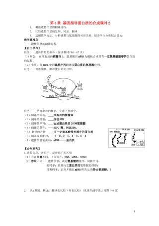 湖南省隆回县第二中学高中生物 第4章 基因指导蛋白质的合成课时2导学案 新人教版必修2