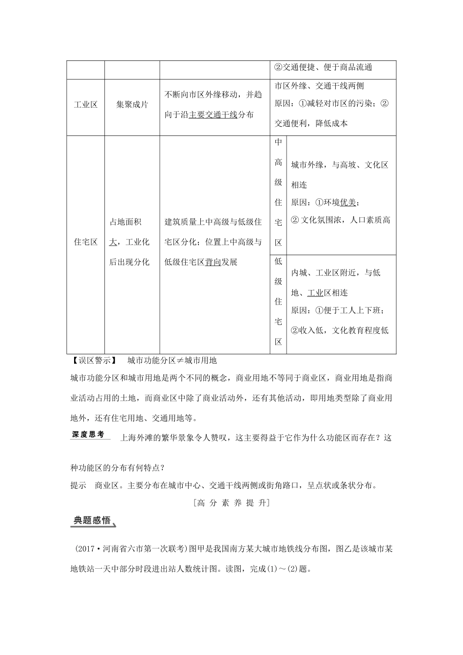 高考地理总复习 第7单元 第三节 城市空间结构学案 鲁教版-鲁教版高三全册地理学案_第2页