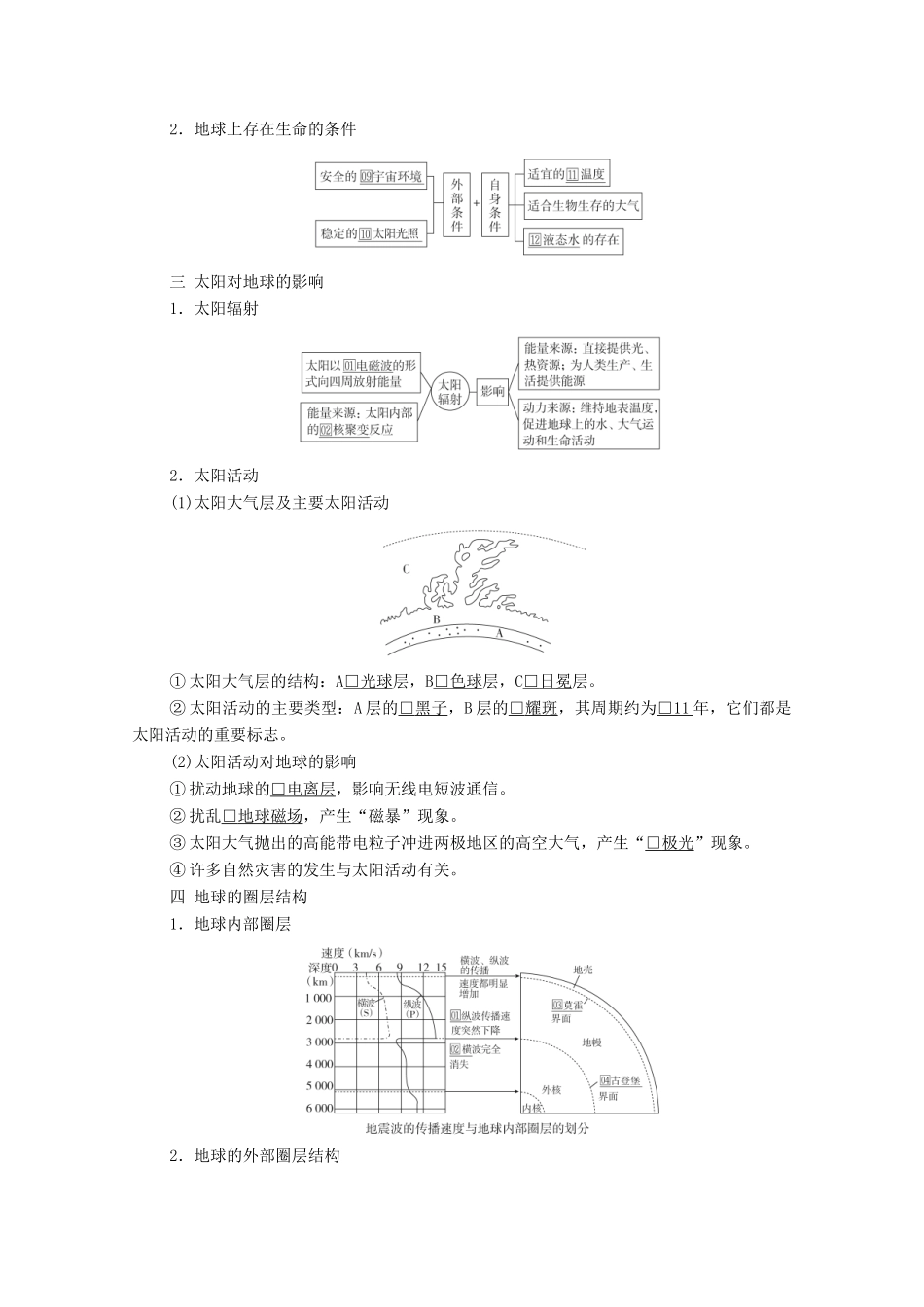 高考地理一轮复习 第一部分 自然地理--重在理解 第一章 行星地球 第3讲 地球的宇宙环境及地球的圈层结构学案 新人教版-新人教版高三全册地理学案_第2页