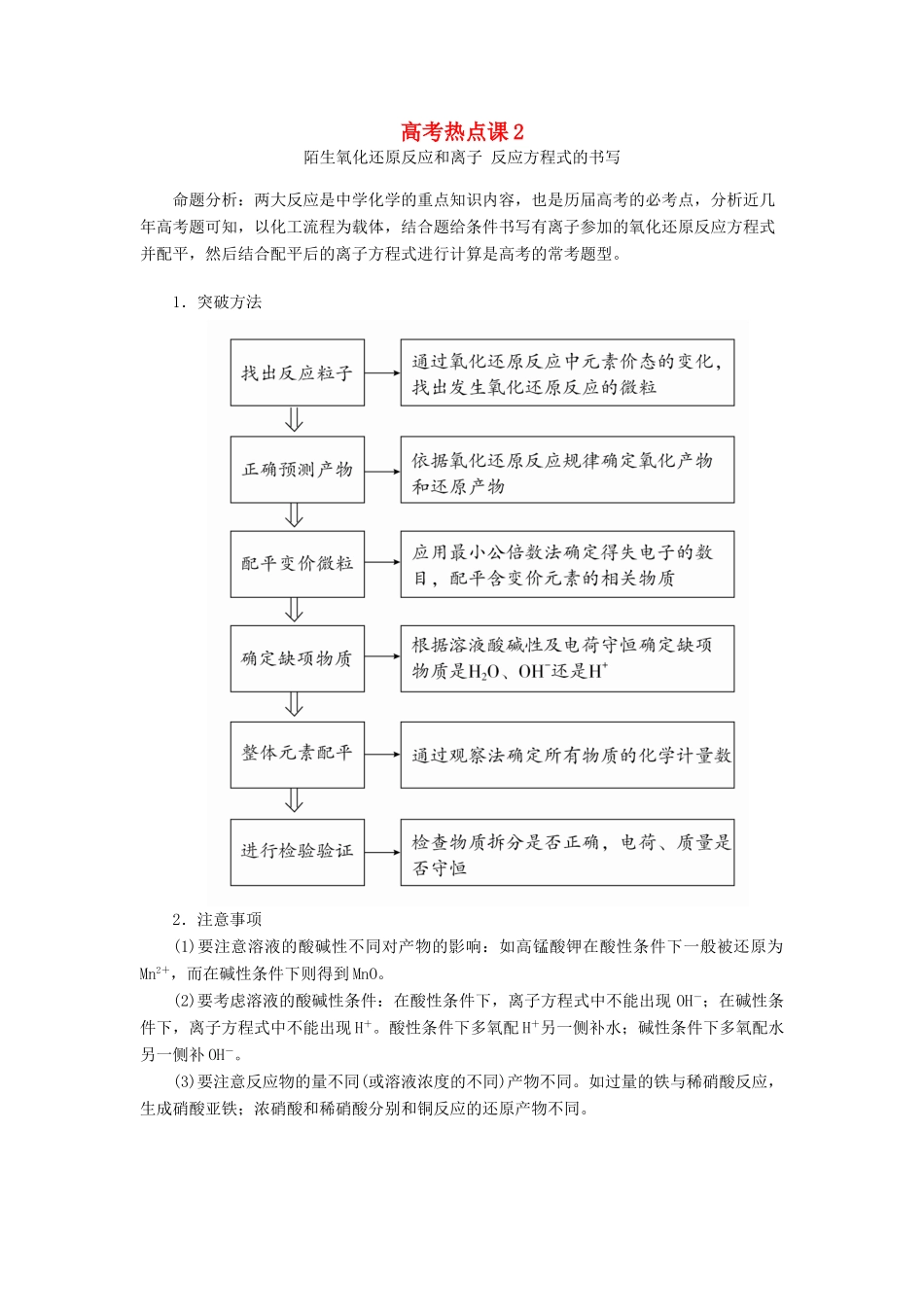 高考化学一轮总复习 第二章 高考热点课2学案（含解析）-人教版高三全册化学学案_第1页