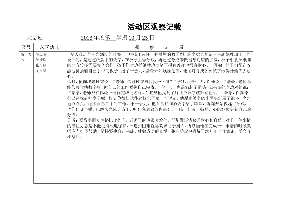 活动区观察记载10月份_第1页